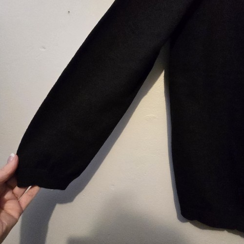 Vtg Y2K Gap Wool Cardigan Womens LG Black Button Up Minimalist Preppy Academia - Picture 2 of 10