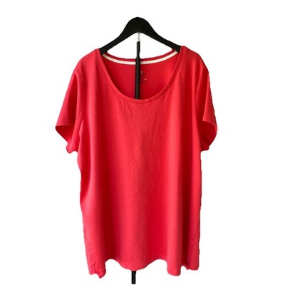 Isaac Mizrahi Live Essentials 3X Plus Orange V Neck Tee Casual Minimalist Cotton