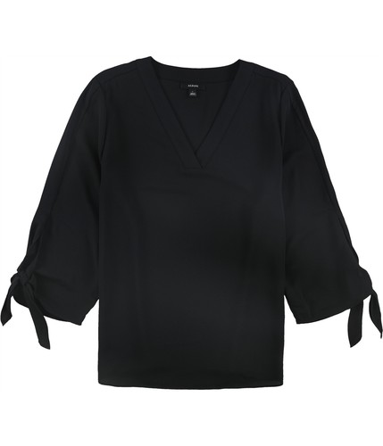Alfani Womens Tie-Sleeve Pullover Blouse, Black, Large