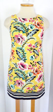 Eliza J Yellow Floral Sleeveless above Knee  Lined Shift Dress Size 10