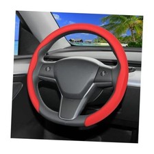 Nappa Leather Car Steering Wheel Cover, 15 inch Breathable  Comfortable Red