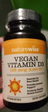 NatureWise VEGAN Vitamin D3 + 5000 IU 125mcg  - 60 SOFTGELS