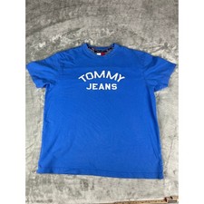 Vintage Y2K Tommy Jeans Royal Blue Spellout Tee S/M
