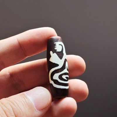 Himalayan Tibetan DZI Beads Old Agate Amulet Necklace Pendant 40×13mm #21