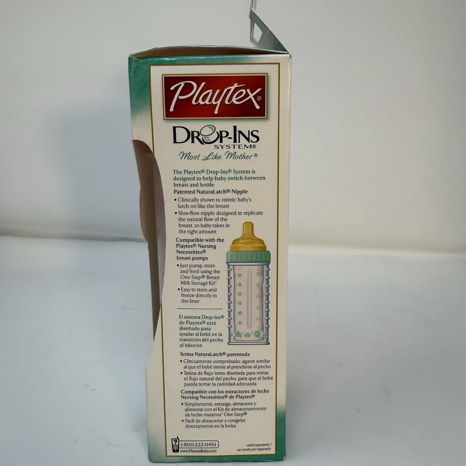 Botella Playtex Drop In De Colección Nueva en Caja Nivel 1 Niñera Rosa Foto 3 de 4