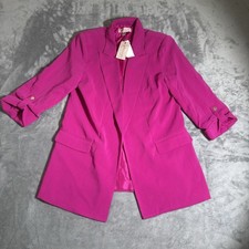 NWT Philosophy Women 3/4 Roll Tab Sleeve Open Front Lapel Blazer SZ Medium Pink