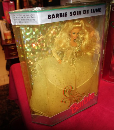 BARBIE HAPPY HOLIDAYS 1992, SOIR DE LUNE, FRENCH VERSION, NOT PERFECT BOX, NRFB - Foto 3 di 15