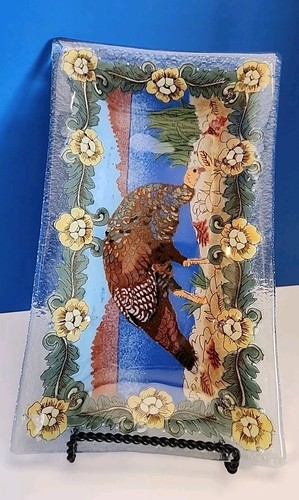 2008 Peggy Karr 10" Türkei rechteckiges Tablett verschmolzenes Kunstglas signiert - Bild 4 von 8