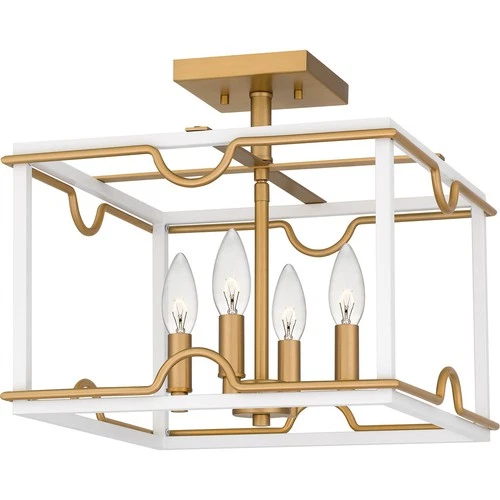 Matte White Four Light Semi Flush Mount from the Brinkman Collection - Picture 1 of 7