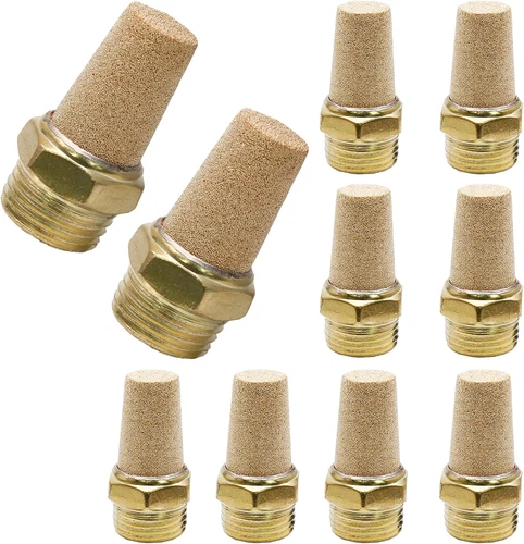 10Pcs Pneumatic Brass Exhaust Muffler Filter 1/8" NPT Male Thread Hex Sintere... - Picture 1 of 6