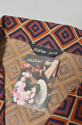 Sister Jane Blouse Top collared Womens Small Multi Geometric - Picture 7 of 9