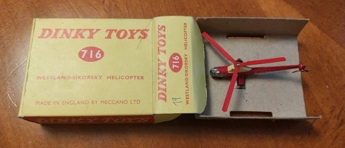 Vintage 1960s DINKY #716 SIKORSKY WESTLAND S.51 Red Helicopter