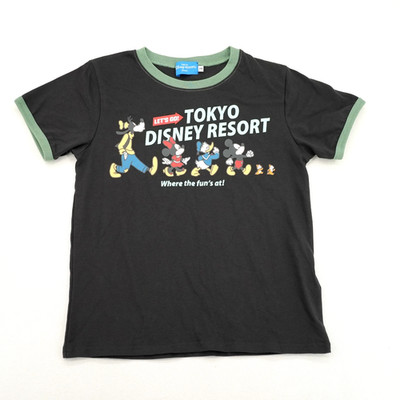 Tokyo Disney Resort  Let s Go!  Mickey and Friends Black T-Shirt Size 140