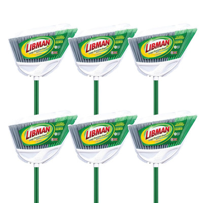 205 Large Precision Angle Broom, Steel Handle, 13'' Wide, Green and White (Pack o