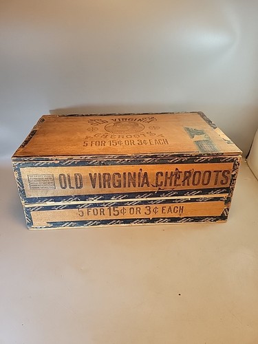 RARA SCATOLA PORTASIGARI IN LEGNO CHEROOTS VIRGINIA PRIMI '900 - Foto 3 di 8