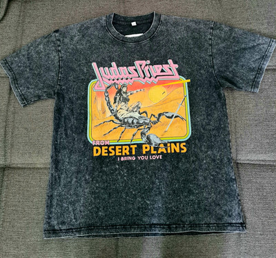 Judas Priest Musik T-Shirt ''From Desert Plains'' Kurzarm Schwarz Grau Größe M