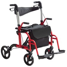 VEVOR 2 in 1 Rollator Walker  Transport Chair Folding Walker Wheelchair Combo