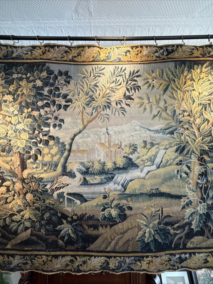 Antique French Verdure Tapestry Style Cotton-Linen NEW Reproduction 100% Natural - Image 3 of 4