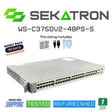 🔀 Cisco Catalyst WS-C3750V2-48PS-S Switch • 48-Port PoE Gigabit • ⚡FastShip