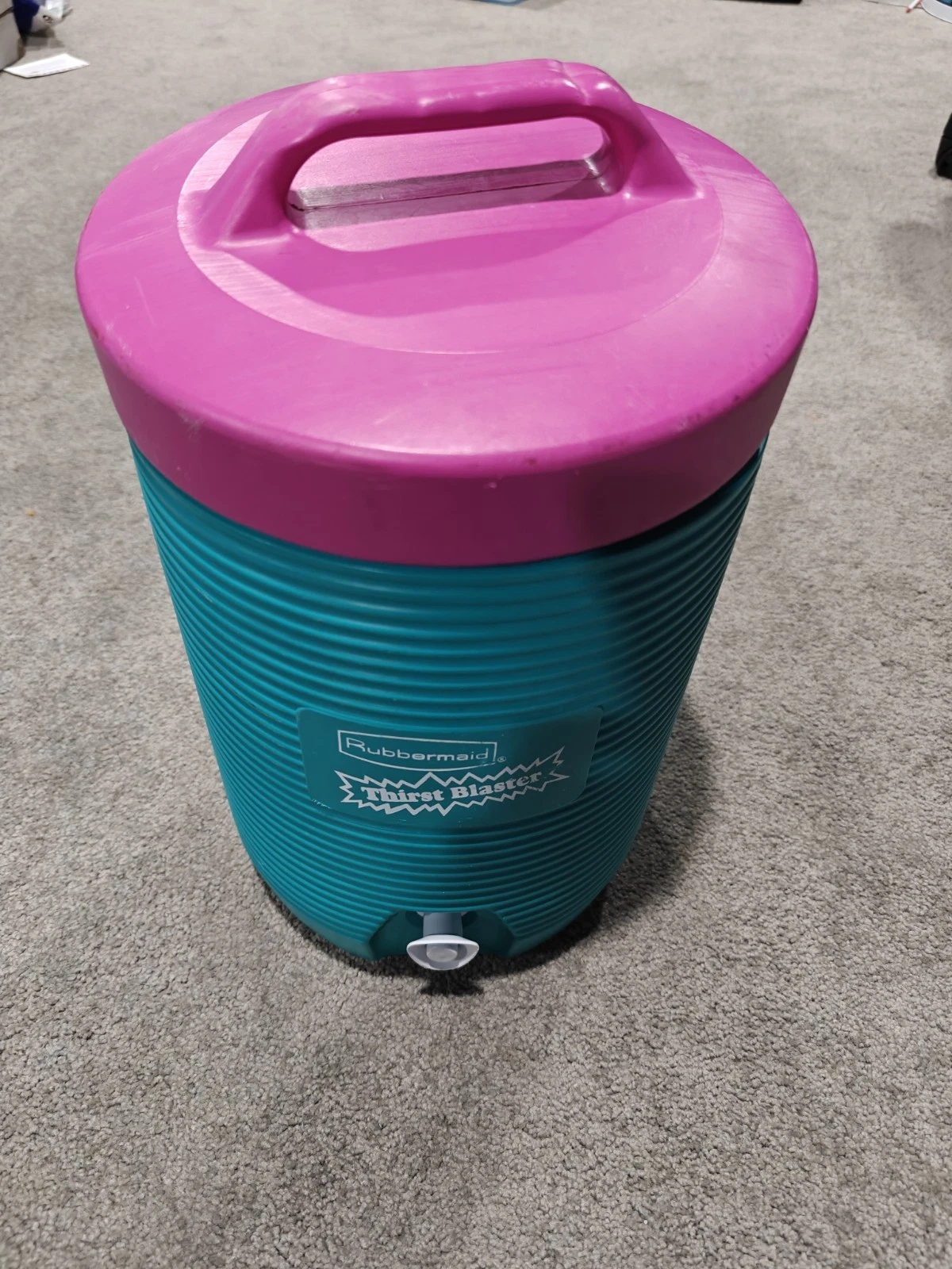 Vtg Rubbermaid Thirst Blaster Drink Cooler Retro 80s 90s Teal Neon 2 Gal
