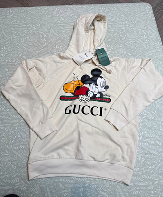 Gucci Disney x Gucci Mickey Mouse Ivory Pullover Hoodie Cotton Fleece S