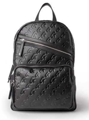 Glam-Aholic by Mia Ray Black Embossed G Monogram Backpack Travel Bag