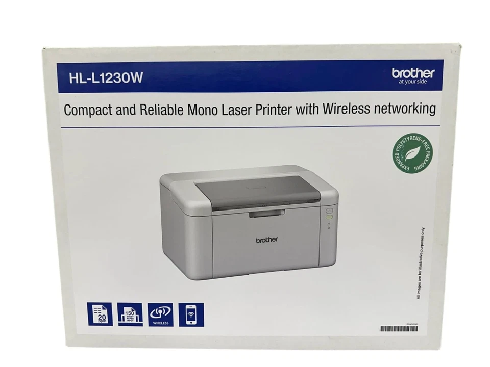 Brother HL-1230W A4 Wireless B&W Laser Printer 20PPM w/ TN1170 Starter Toner - image 2 of 4