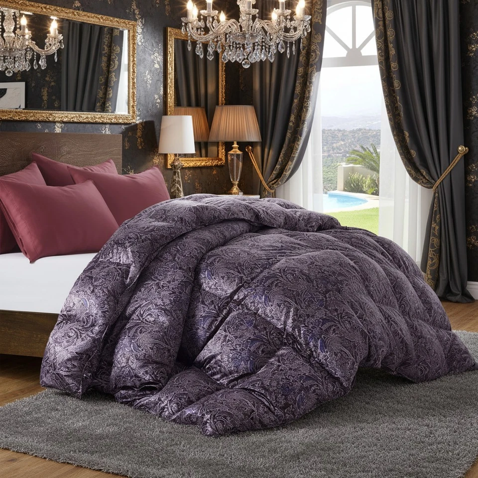 Edredón de relleno de plumón de ganso blanco 93 % mullido de lujo, mezcla de seda concha jardín nocturno Foto 2 de 4