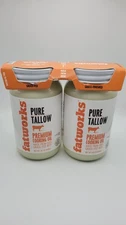 2 JARS Fatworks Pure Grass-Fed Beef Tallow 14 oz Premium ORGANIC Cooking Oil X2
