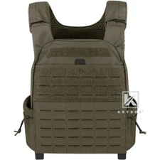 KRYDEX Weighted Vest Laser Cut MOLLE Plate Carrier Workout Gym Weight Vest Green