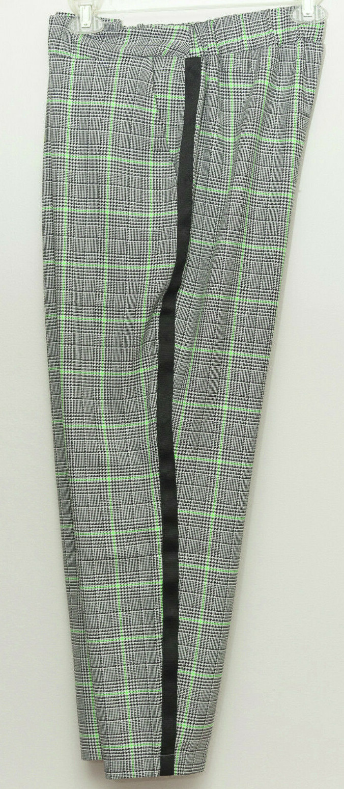 NWT PRIMARK WOMENS PLAID ANKLE PANTS GRAY GREEN SZ 10 $120