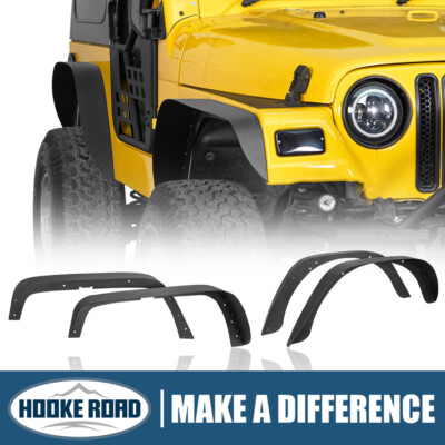 Steel Black Flat Front & Rear Fender Flares Guard  For 97-06 Jeep Wrangler TJ