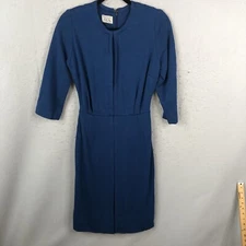 Vintage Custom Nelly Don Dress Womens Small Blue 1960s Midi Office Career Retro