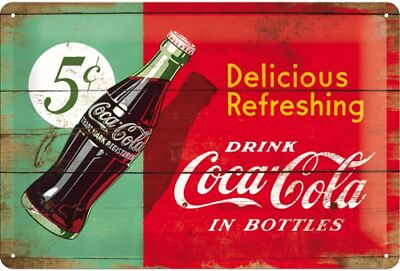 Retro tin sign metal sign vintage 8 x 12 in - Coca-Cola - Delicious Refreshing