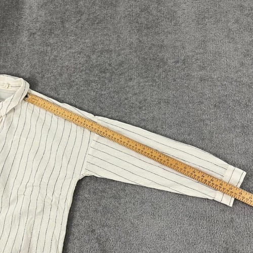 EILEEN FISHER Shirt Women S/M Oversized Boxy Cream White Black Striped Button Up - Picture 6 of 8