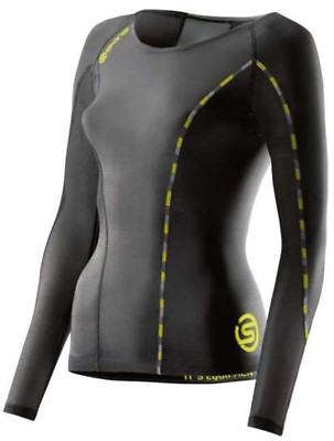 SKINS Top Long Sleeve Black/Limoncello Women