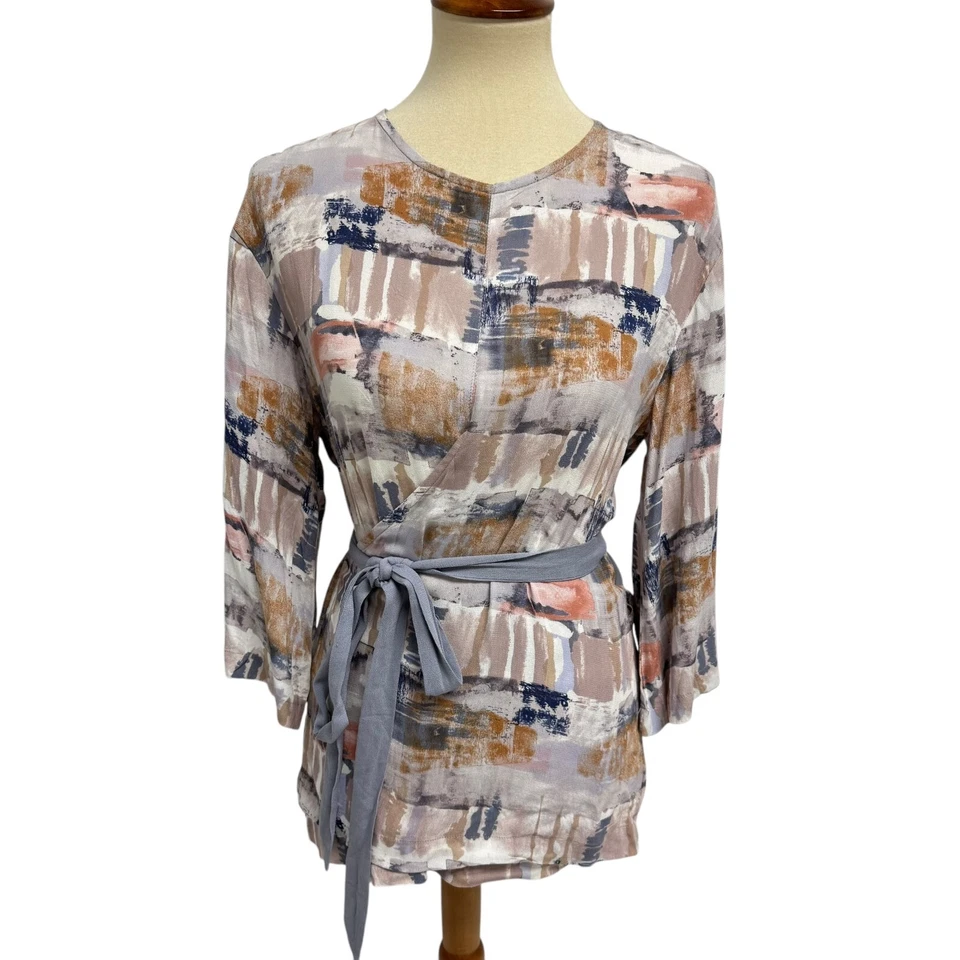 Delicado Hooligan Mujer Top Obra de Arte Abrigo Top Manga 3/4 Talla S Foto 2 de 4