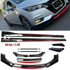 Front Bumper Lip Spoiler Splitter Body Side Skirt Gloss Black For Nissan Versa