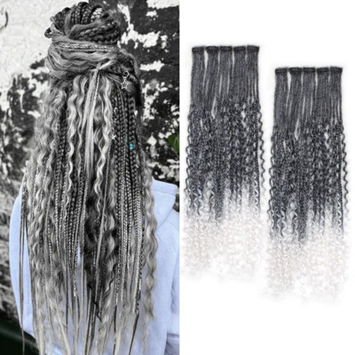 24 Inch Boho Clip in Dreadlock Hair Extensions 10Clips 40 Strands Synthetic Hand
