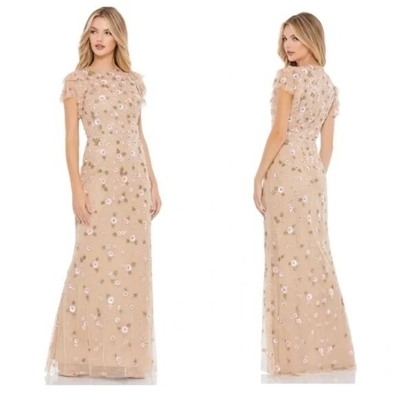 chinese dress ladies Hope & Ivy Navy Embellished Flutter Sleeve Maxi Wrap Dress With Tie Waist main image 0