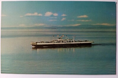 Vintage Postcard M.V. Valcour Ferry on Lake Champlain Unposted Clouds Lake