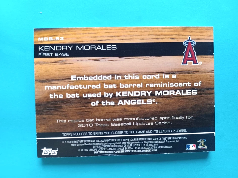 Actualización Topps 2010 barril de murciélago fabricado por Kendry Morales #41/99 Anaheim Angels Foto 3 de 3