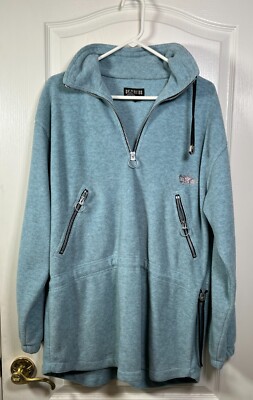Cold as Ice Light Blue Adjustable Fleece Sweatshirt Size Medium M Zipper Pockets
