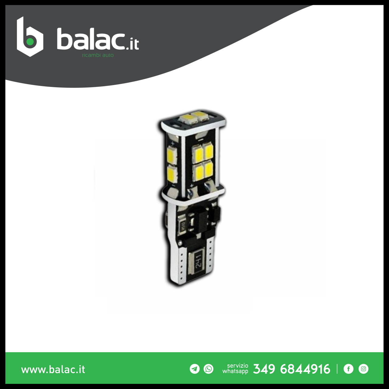 TOP LIGHT SET LAMPADE T10 A LED CHIP OSRAM 9 SMD 12V (2PCS)