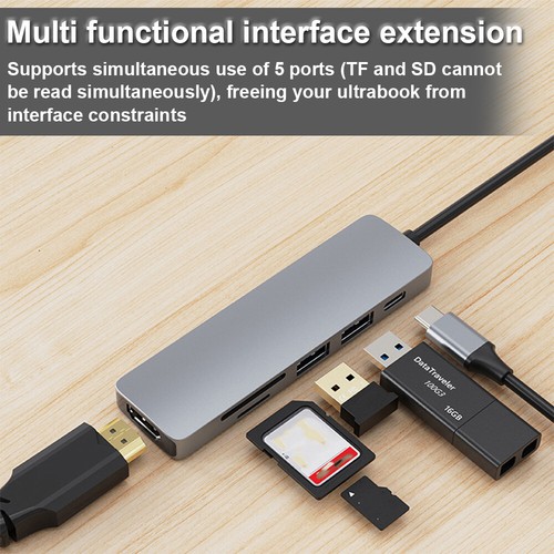 6 in1 USB Type C HD Output 4K HDMI USB 2.0 3.0 HUB Adapter For MacBook iPad NEW - Picture 5 of 14