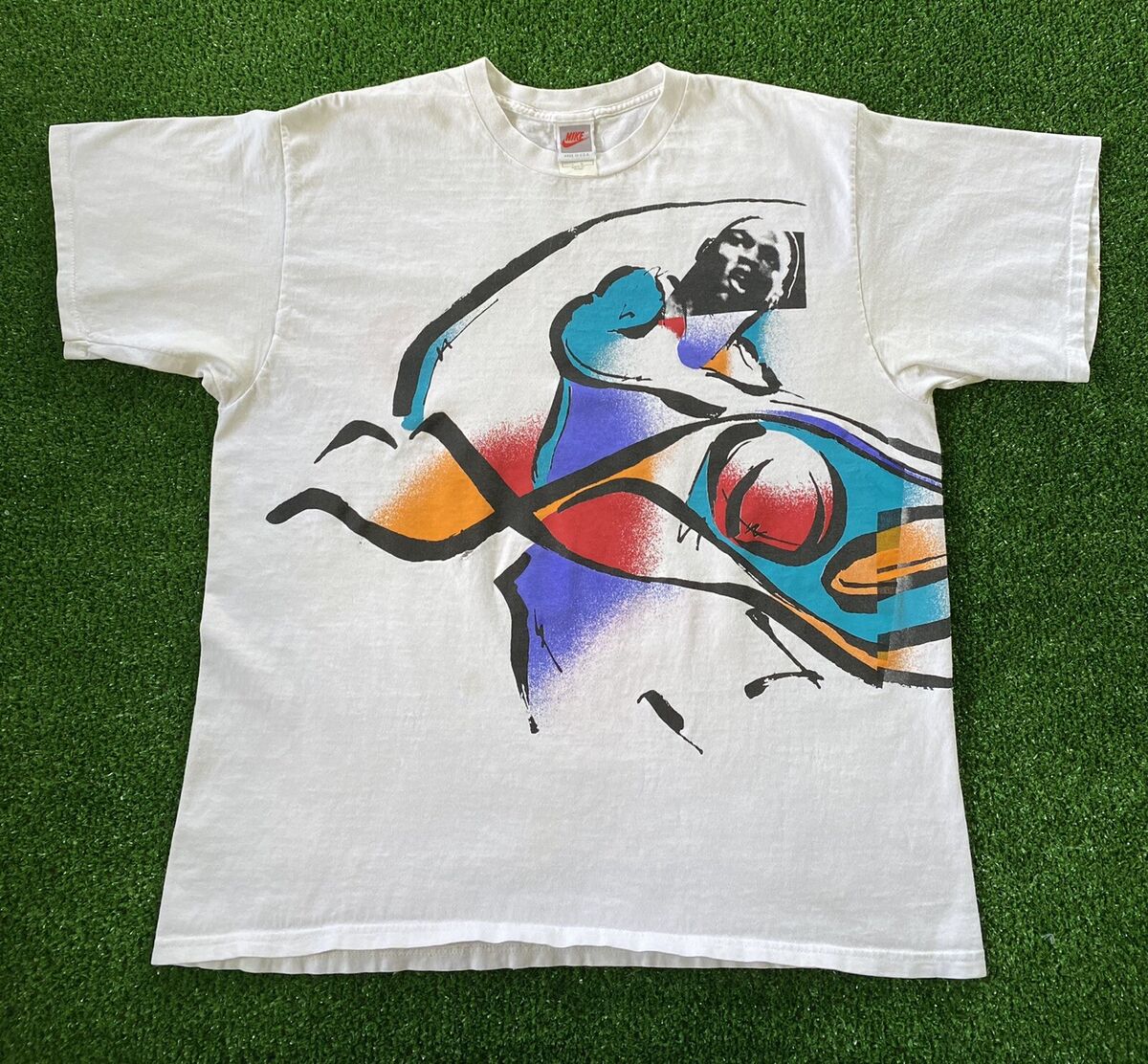 VTG 1993 Nike Air Jordan VIII 8 Aqua Geometric T-Shirt 90s VTG 1993 Nike Air Jordan VIII 8 Aqua Geometric T-Shirt 90s