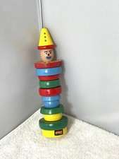 Vintage Wooden Clown Toy Brio 8.5" Tall