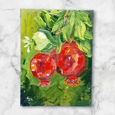 Pomegranate Original Painting Semi Abstract Art For Her Kitchen Decor Handmade