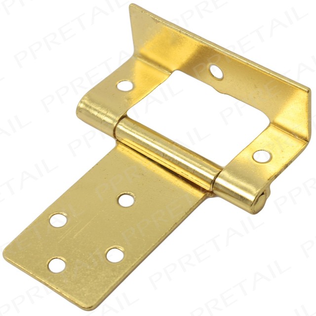 2 X Brass Double Cranked 50mm Flush Hinges Pair Offset