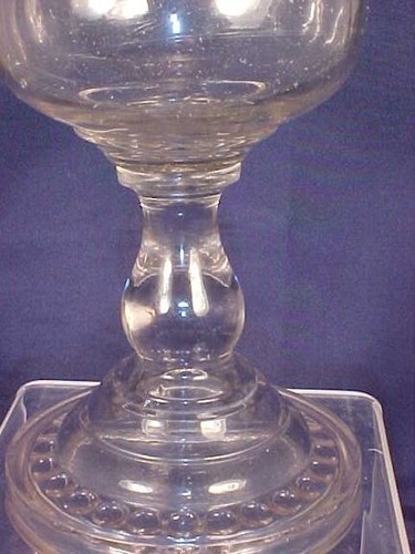 EAPG Pattern Base Kerosene Lamp Brass Eldorado Burner Pearl Beaded Top Chimney - Picture 3 of 5